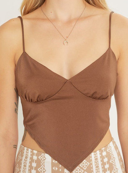 Bandana Tie Top Shimmer Brown - Offbeat Boutique