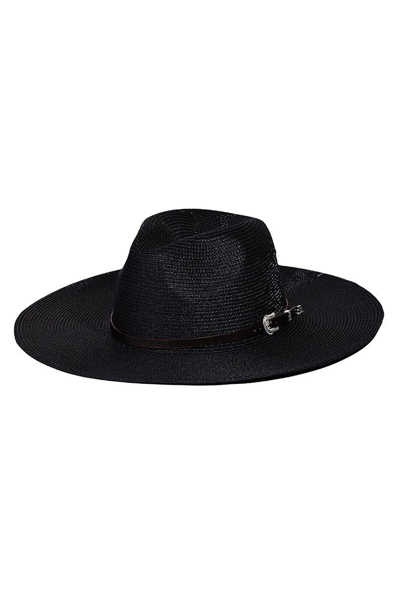 Black Buckle Hat - Offbeat Boutique