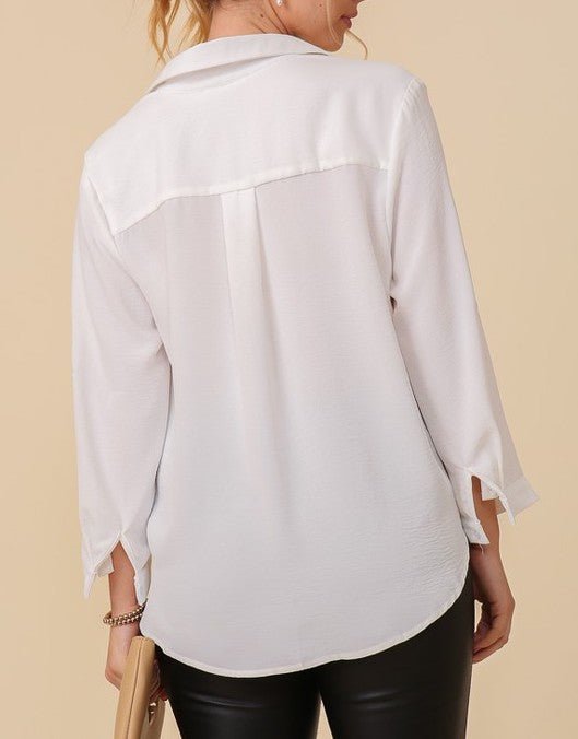 Brooklyn Top White Button Up - Offbeat Boutique