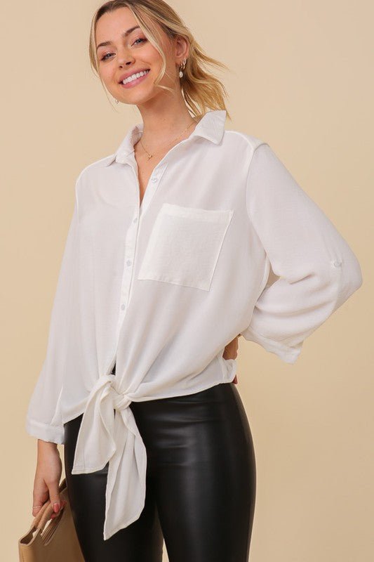 Brooklyn Top White Button Up - Offbeat Boutique