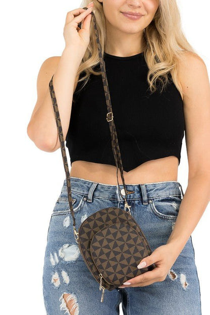 Brown Triangle Crossbody Bag - Offbeat Boutique