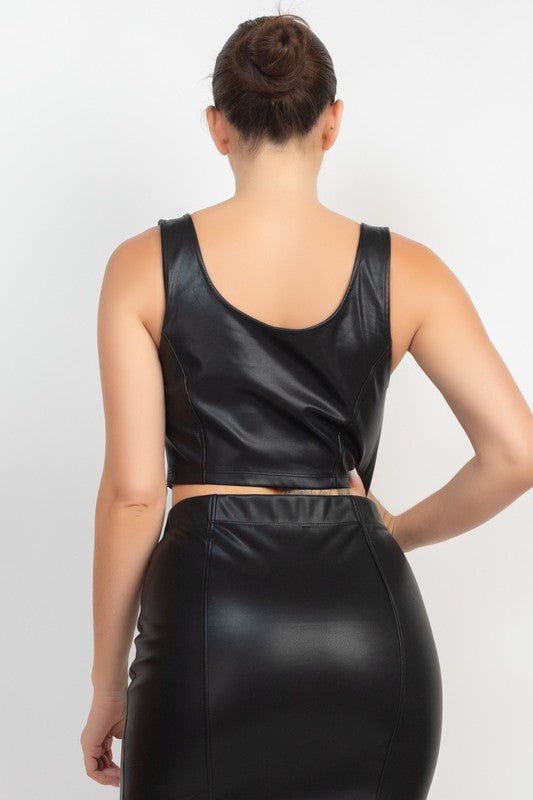Faux Leather Crop Top - Offbeat Boutique