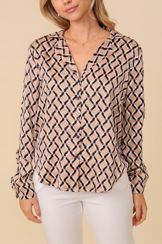 Geometric Collared Top - Offbeat Boutique