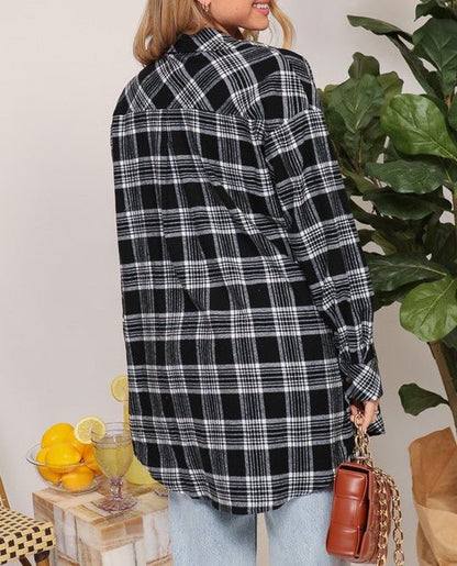 Plaid Long Sleeve Top - Offbeat Boutique