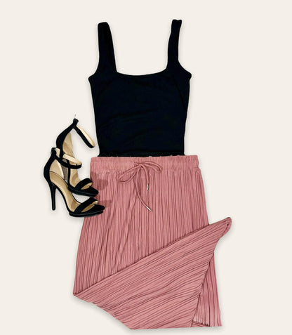 Rose - Pink Pleated Skirt - Offbeat Boutique