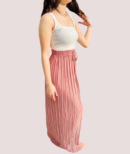 Rose - Pink Pleated Skirt - Offbeat Boutique