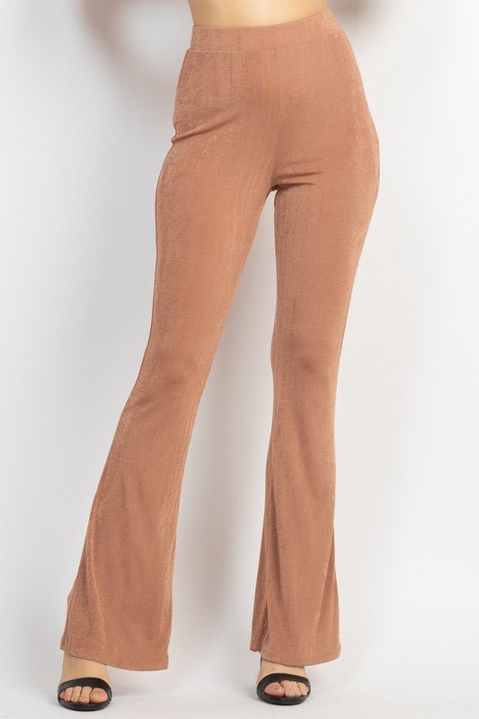 Shiny Brown Flare Pants - Offbeat Boutique