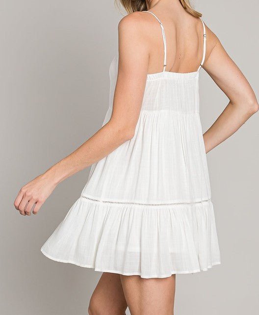 White Tiered Mini Dress - Offbeat Boutique