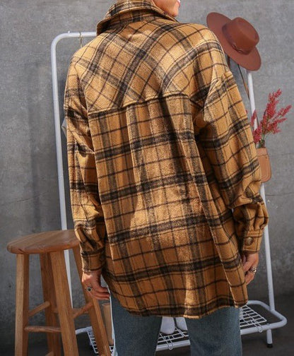 Yellow Flannel Shacket - Offbeat Boutique