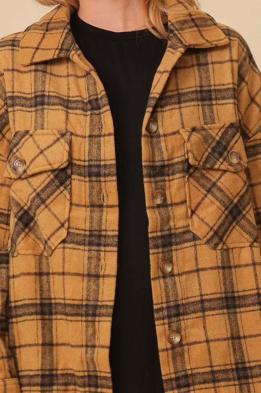 Yellow Flannel Shacket - Offbeat Boutique
